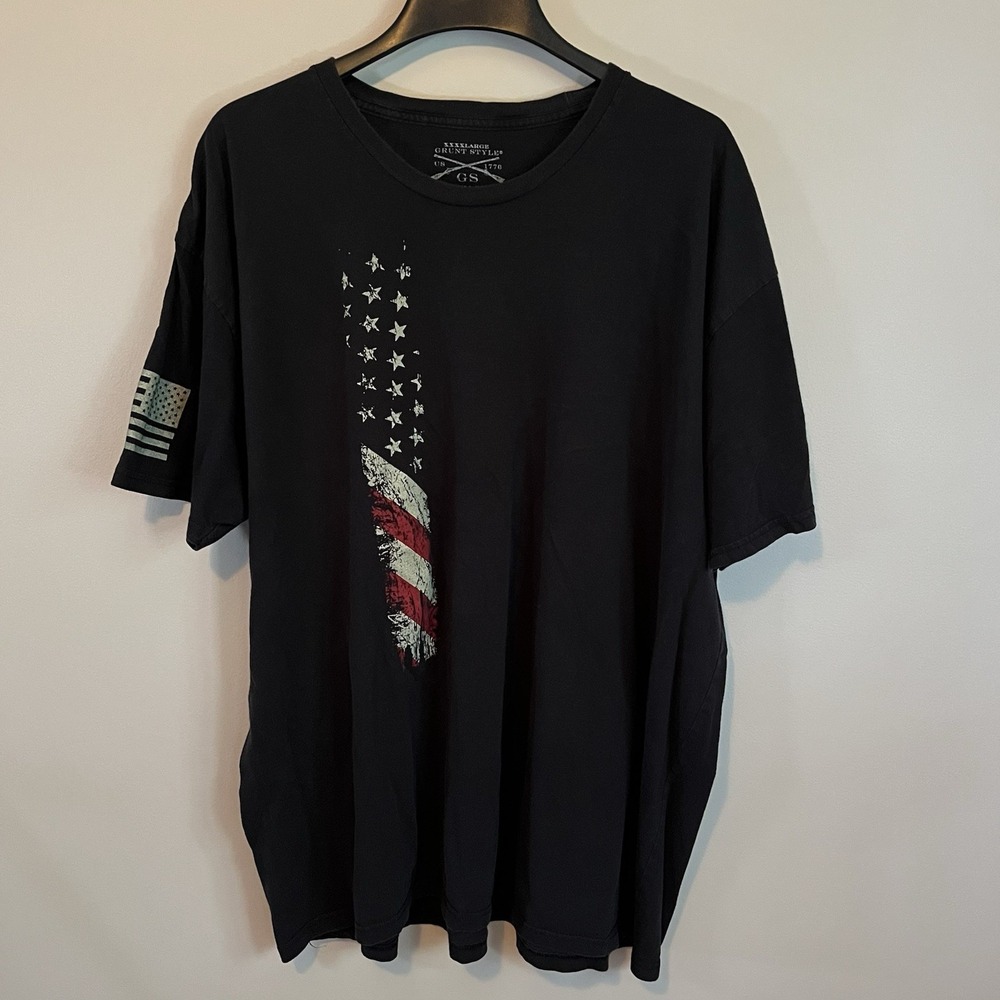 Military Streetwear Grunt Style 4XL T American Flag Black Defend Freedom Patriot
